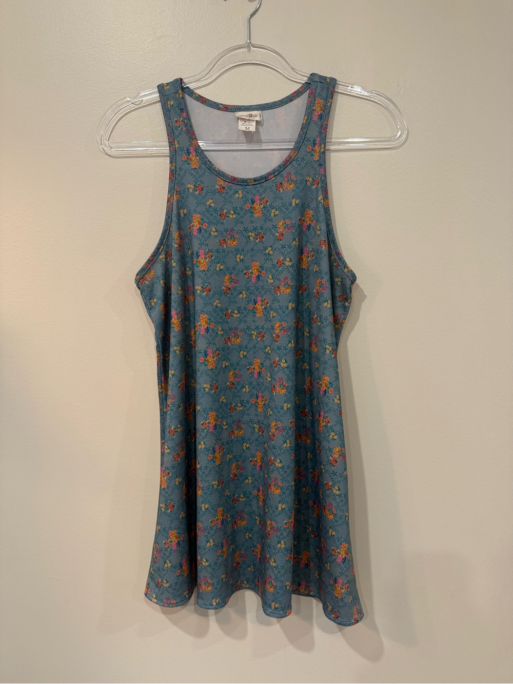 Natural Life Blue Floral Sleeveless Tank Dress Lounge Sleep Nightgown
